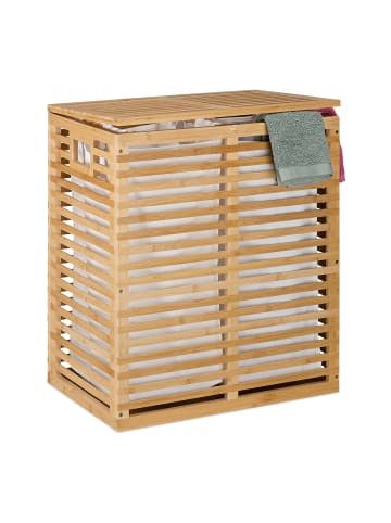 relaxdays Wäschekorb in Natur/ Beige - (B)53 x (H)61 x (T)35 cm
