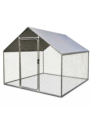 relaxdays Freilaufgehege in Silber - (B)2 x (H)2 x (T)3 m