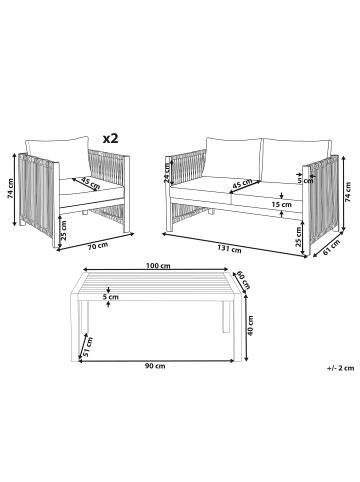 Beliani 4-tlg Lounge Set ANTRIA in Braun/Beige