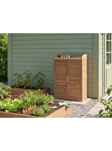 Beliani Pflanztisch TEREVILLE in Braun - (W) 67 x (H) 100 x (L) 45 cm