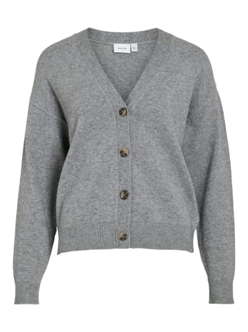 Vila Stylischer Strick-Cardigan mit Knopfleiste und V-Ausschnitt in Grau-3