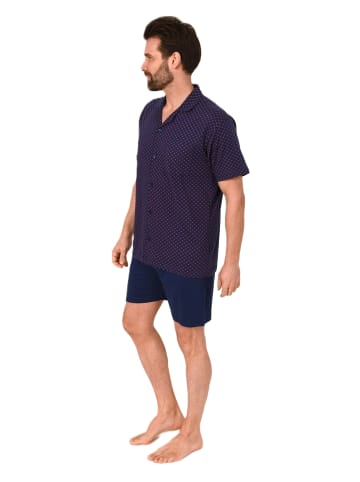 NORMANN Kurzarm Schlafanzug Shorty Pyjama durchknöpfbar in rot