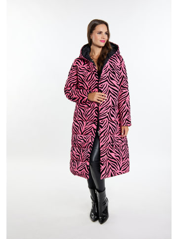 faina Damen Langer Steppmantel in Pink Zebra