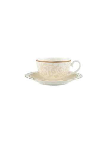 Villeroy & Boch Kaffee-/Teetasse mit Untertasse Ivoire in 120 ml in weiß-gold