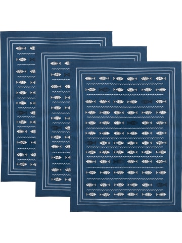 Erwin Müller Baumwolle Geschirrtuch 3er-Pack in Fische blau