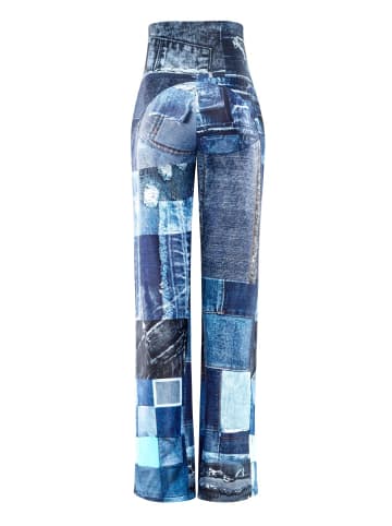 Winshape Functional Comfort Wide Leg Pants CUL101C in patchwork blue