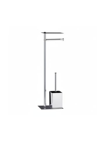 relaxdays WC Garnitur in Schwarz/Silber - (B)20 x (H)66 x (T)13 cm