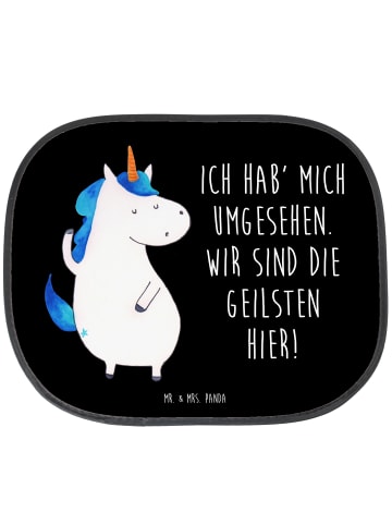 Mr. & Mrs. Panda Sonnenschutz Auto Einhorn Mann mit Spruch in Schwarz