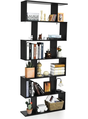 COSTWAY Bücherregal 6 Ebenen 192cm in Schwarz