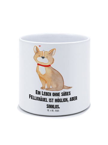 Mr. & Mrs. Panda Blumentopf Hund Glück mit Spruch in Weiß