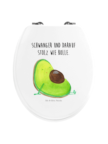 Mr. & Mrs. Panda Motiv WC Sitz Avocado Schwangerschaft mit Spruch in Weiß