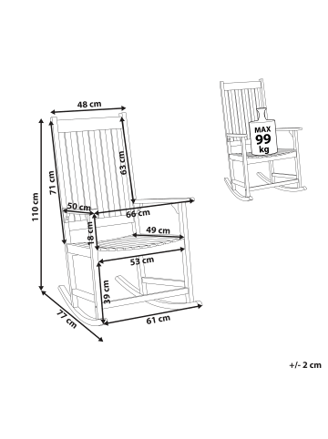 Beliani Schaukelstuhl BOJANO in Braun - (W) 66 x (H) 110 x (L) 77 cm
