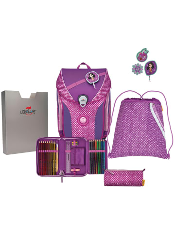 DerDieDas ErgoFlex Max Schulranzen-Set 5-teilig in purple dots