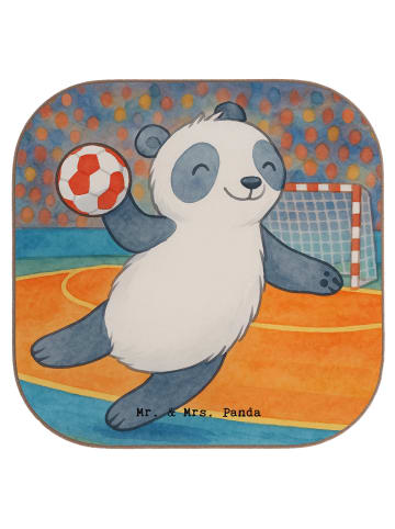 Mr. & Mrs. Panda Tassenuntersetzer Panda Handball spielen Design... in Weiß