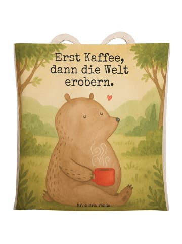 Mr. & Mrs. Panda Einkaufstasche Bär Kaffee Design mit Spruch in Weiß