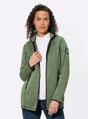 WITT WEIDEN Strick-Fleecejacke in eucalyptus-schwarz-gemustert