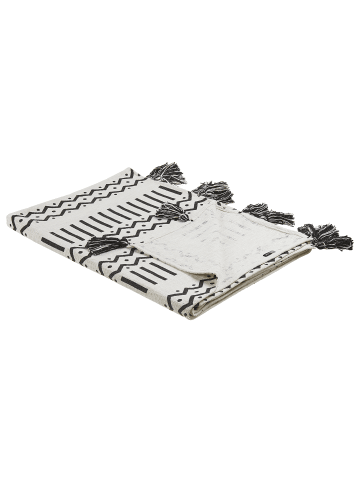 Beliani Kuscheldecke UNNAO in Weiß/Schwarz - (W) 130 x (H) 1 x (L) 180 cm