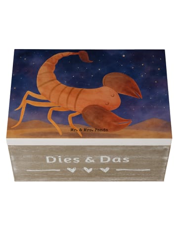 Mr. & Mrs. Panda Holzkiste Sternzeichen Skorpion Design ohne Spruch in Weiß