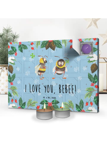 Mr. & Mrs. Panda Duftkerzen Adventskalender Bienen Paar mit Spruch in Eisblau