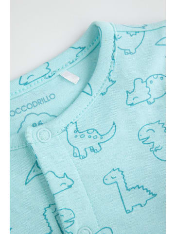 Coccodrillo Baumwollstrampler mit langen Ärmeln in türkis