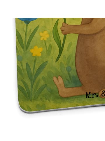 Mr. & Mrs. Panda Glasuntersetzer Hund Blume Design ohne Spruch in Weiß