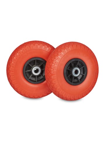 relaxdays 2x Sackkarrenrad in Rot/ Schwarz - 3.00-4"