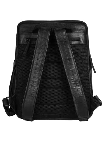SPIKES & SPARROW Rucksack echt Leder in schwarz