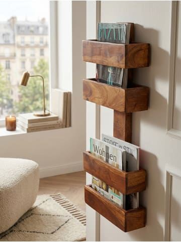 KADIMA DESIGN Zeitungsständer MUMBAI Massivholz 2 Ablagefächer in Massivholz
