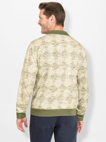 WITT WEIDEN Langarm-Poloshirt in khaki-bedruckt