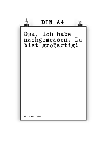 Mr. & Mrs. Panda Poster Opa, ich habe nachgemessen.... mit Spruch in Weiß