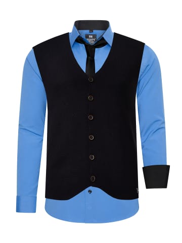 Rusty Neal Hemd mit Weste und Krawatte in Blau