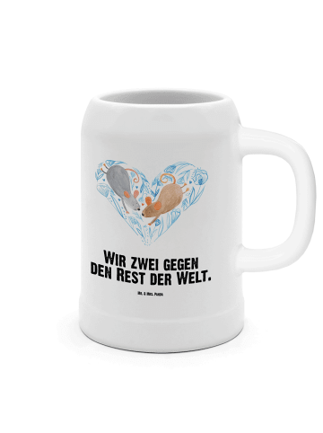 Mr. & Mrs. Panda Bierkrug Mäuse Herz mit Spruch in Weiß