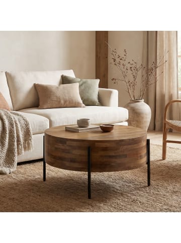 FineBuy Couchtisch in Braun / Mango / 70x70x36