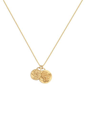 Elli Halskette 925 Sterling Silber Ganesha, Plättchen in Gold
