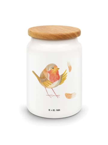 Mr. & Mrs. Panda Vorratsbehälter Rotkehlchen Federn ohne Spruch in Weiß