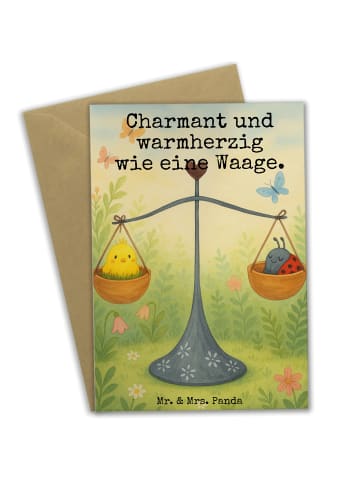 Mr. & Mrs. Panda Beileidskarte Sternzeichen Waage Design mit Spruch in Weiß
