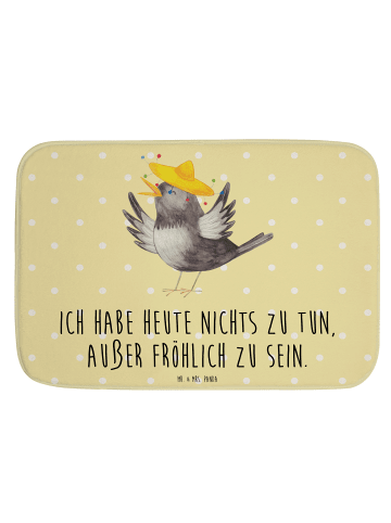 Mr. & Mrs. Panda Duschmatte Rabe Sombrero mit Spruch in Gelb Pastell