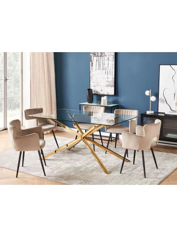 Beliani Esszimmertisch CORA in Transparent/Gold - (W) 90 x (H) 75 x (L) 160 cm