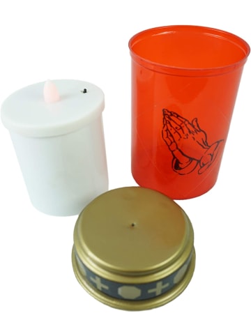 Novaliv LED Grablicht rot Dauerbrenner mit Batterie Flackereffekt Grabkerzen F in Rot