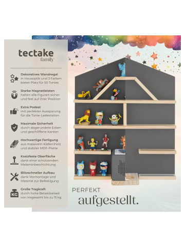 tectake Hausregal für Tonies, Magnetstreifen, Kabelführung, abgerundete Ecken