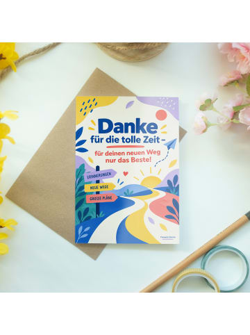 Grußkarte Weg fröhlich Design mit Spruch in Weiß