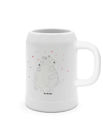Mr. & Mrs. Panda Bierkrug Eisbär Umarmen ohne Spruch in Weiß