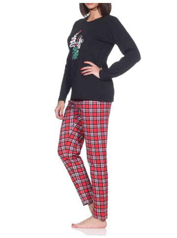 NORMANN Schlafanzug Weihnachten langarm Weihnachtsmotiv in schwarz