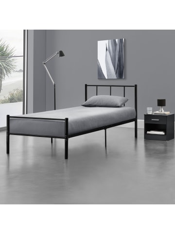 en.casa Metallbett Laos in Schwarz (B)90cm