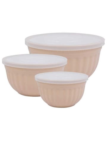 Greengate Kunststoff Schalenset ALICE CREAMY FUDGE Karamell mit Deckel 3er Set