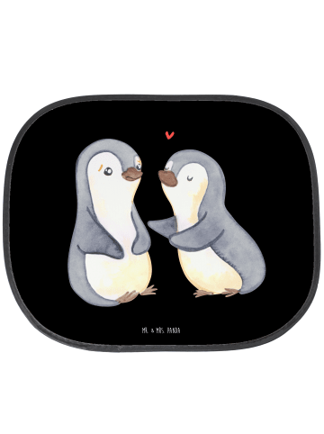 Mr. & Mrs. Panda Auto Sonnenschutz Pinguine trösten ohne Spruch in Schwarz