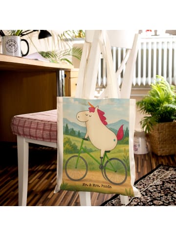 Mr. & Mrs. Panda Shopping Tasche Einhorn Radfahrer Design ohne S... in Weiß