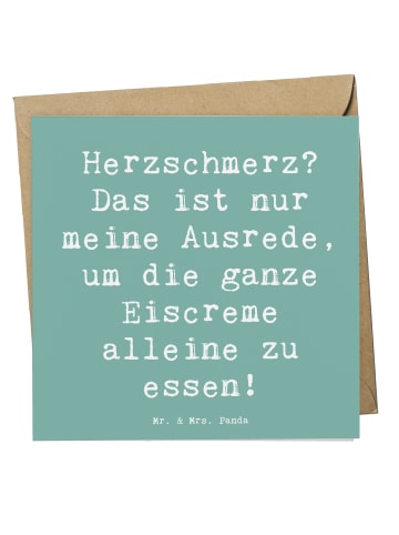 Mr. & Mrs. Panda Klappkarte Spruch Herzschmerz Eiscreme mit Spruch in Meeresbrise