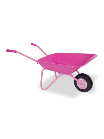 relaxdays Kinder-Schubkarre in Rosa/ Schwarz