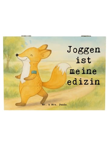 Mr. & Mrs. Panda Holzkiste Fuchs Joggen Design mit Spruch in Weiß
